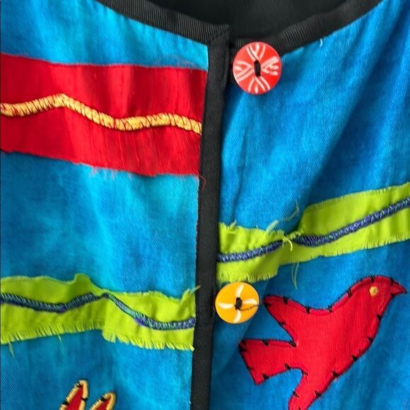 Allure VTG Hand-Made Embroidery Embellished flower,Birds Bright Multi Color S 2X - Picture 4 of 10